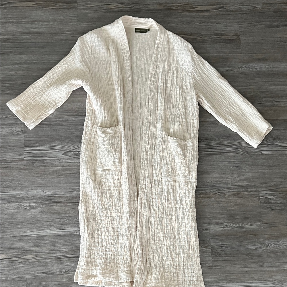 Elegant Cream Women's Robe, 100% cotton